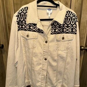 Diane Gilman Beige Jacket with Black Accents